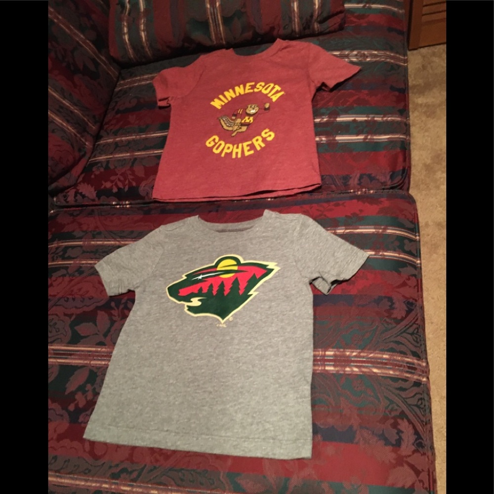 New. Never worn. NHL Minnesota Wild & Collegiate Gophers Tees